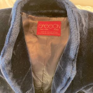 Sasson Borgazia 1980's Plush Navy Faux Fur Coat Size 12  NY Paris Vintage